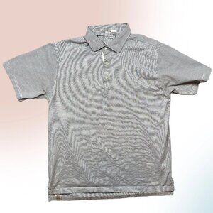 Peter Millar 100% Cotton Black & White Striped Polo Shirt Men's Size Large